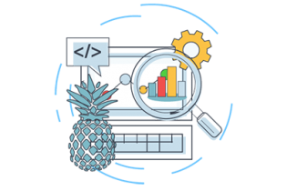 Business icons including pineapple